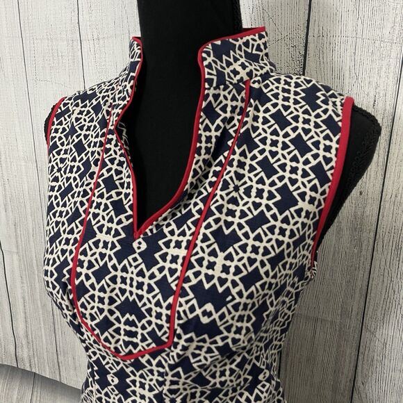 Eliza J Woman's Size 6 Blue and White Sleeveless Shift Dress Y2K - Picture 5 of 10